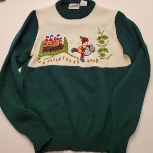 VINTAGE GENESIS STORYBOOK EMBROIDERED SWEATER.
